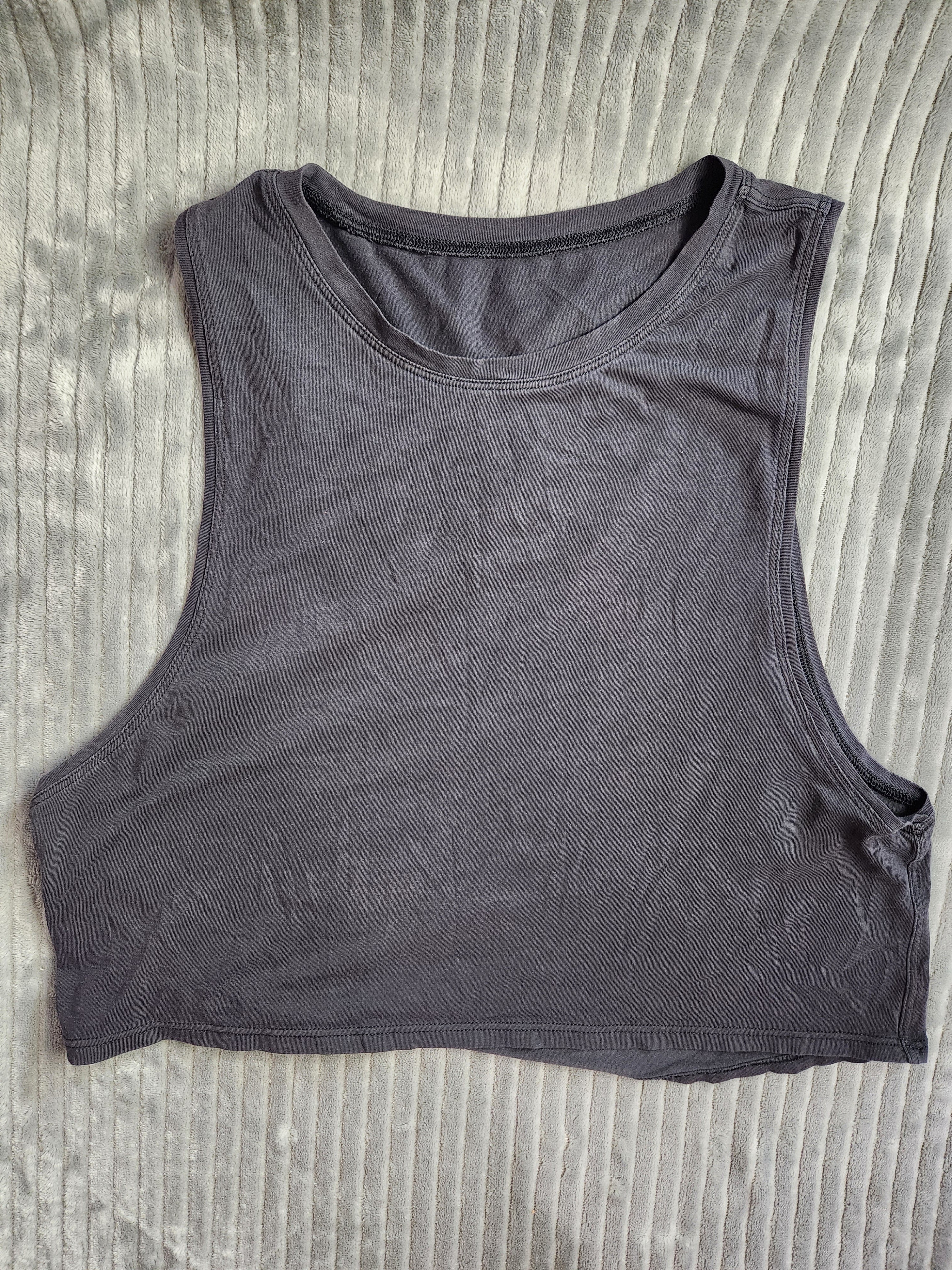 Lululemon Cut Back Crop Tank Top Womens Black Cut Out Cropped Shirt Active Sz 6